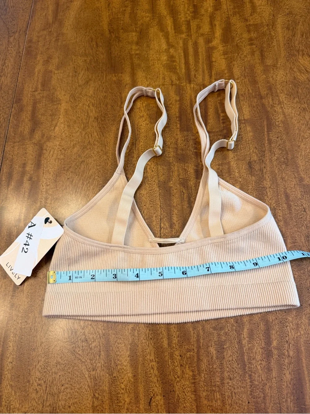 LIVELY women’s Skinny-Strap Ribbed Seamless Bralette Toasted Almond